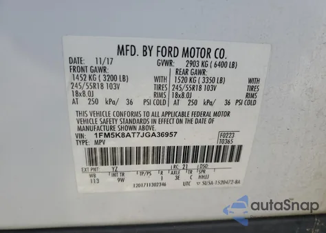 2018 Ford Explorer Police Interceptor из США, поврежденный, VIN 1FM5K8AT7JGA36957